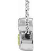 Sterling Silver 5x3 mm Oval Natural Peridot & .03 CT Natural Diamond 16-18" Necklace