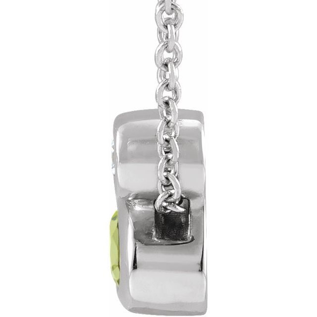 Sterling Silver 5x3 mm Oval Natural Peridot & .03 CT Natural Diamond 16-18" Necklace