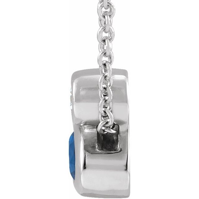 Sterling Silver 5x3 mm Oval Natural Blue Sapphire & .03 CT Natural Diamond 16-18" Necklace