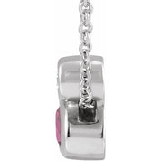 Sterling Silver 5x3 mm Oval Natural Pink Tourmaline & .03 CT Natural Diamond 16-18" Necklace