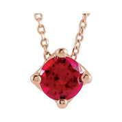 5 mm and 6 mm Round Lab-Grown and Natural Gemstone Adjustable Solitaire Necklace 16-18" Series 86993