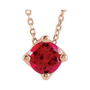 5 mm and 6 mm Round Lab-Grown and Natural Gemstone Adjustable Solitaire Necklace 16-18" Series 86993