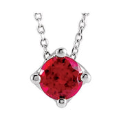 5 mm and 6 mm Round Lab-Grown and Natural Gemstone Adjustable Solitaire Necklace 16-18" Series 86993