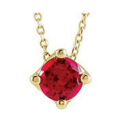 5 mm and 6 mm Round Lab-Grown and Natural Gemstone Adjustable Solitaire Necklace 16-18" Series 86993