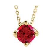 5 mm and 6 mm Round Lab-Grown and Natural Gemstone Adjustable Solitaire Necklace 16-18" Series 86993