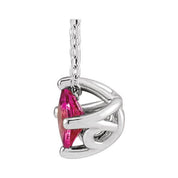 Sterling Silver 5x5 mm Square Natural Pink Tourmaline Solitaire 16-18" Necklace