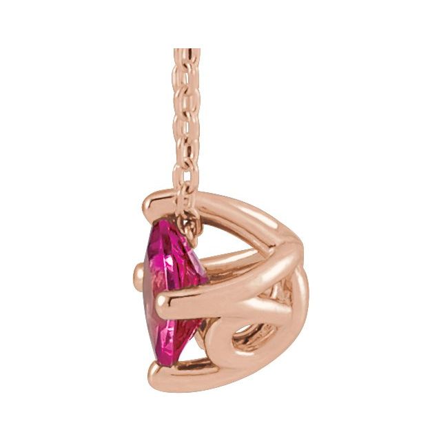 14K Rose 5x5 mm Square Natural Pink Tourmaline Solitaire 16-18" Necklace