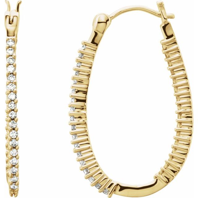 14K Yellow 1 CTW Natural Diamond Inside-Outside Hoop Earrings
