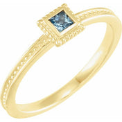 14K Yellow Natural Aquamarine Family Stackable Ring