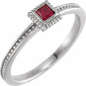 Sterling Silver Lab-Grown Ruby Family Stackable Ring