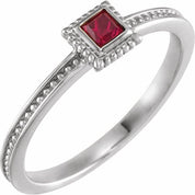 Sterling Silver Natural Ruby Family Stackable Ring