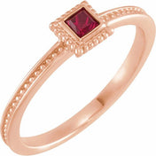 14K Rose Lab-Grown Ruby Family Stackable Ring