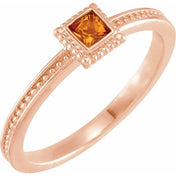 14K Rose Natural Citrine Family Stackable Ring
