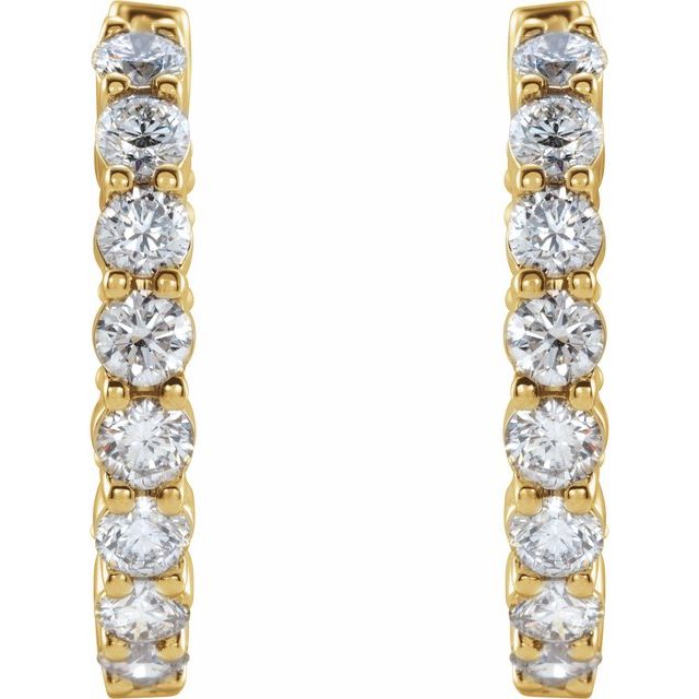 14K Yellow 2 CTW Lab-Grown Diamond Inside-Outside Hinged 20 mm Hoop Earrings
