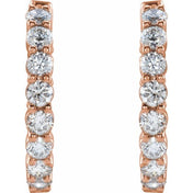 14K Rose 2 CTW Lab-Grown Diamond Inside-Outside Hinged 20 mm Hoop Earrings