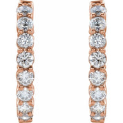 14K Rose 1 CTW Lab-Grown Diamond Inside-Outside Hinged 19.3 mm Hoop Earrings