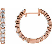 14K Rose 1 CTW Lab-Grown Diamond Inside-Outside Hinged 19.3 mm Hoop Earrings