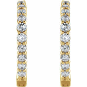 14K Yellow 1 CTW Lab-Grown Diamond Inside-Outside Hinged 19.3 mm Hoop Earrings