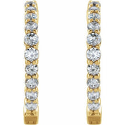 14K Yellow 1 CTW Lab-Grown Diamond Inside-Outside Hinged 19.3 mm Hoop Earrings