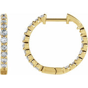 14K Yellow 1 CTW Lab-Grown Diamond Inside-Outside Hinged 19.3 mm Hoop Earrings