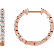 14K Rose 1 CTW Lab-Grown Diamond Inside-Outside Hinged 19.3 mm Hoop Earrings