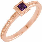 14K Rose Natural Amethyst Family Stackable Ring
