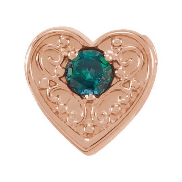 14K Rose Lab-Grown Alexandrite Heart Slide Pendant