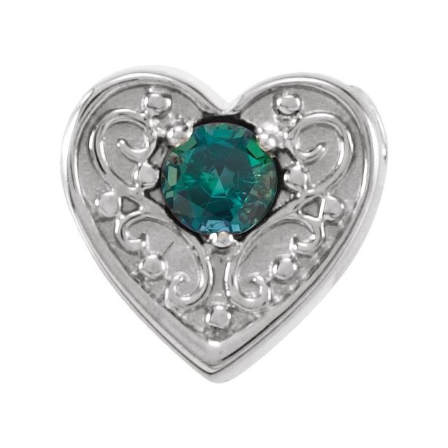 14K White Lab-Grown Alexandrite Heart Slide Pendant