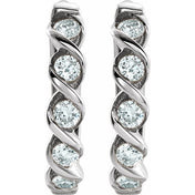 14K White 1/10 CTW Lab-Grown Diamond 9 mm Hoop Earrings