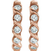 14K Rose 1/10 CTW Lab-Grown Diamond 9 mm Hoop Earrings