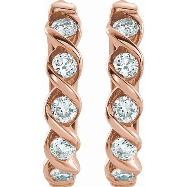 14K Rose 1/10 CTW Lab-Grown Diamond 9 mm Hoop Earrings