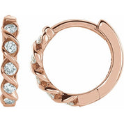 14K Rose 1/10 CTW Lab-Grown Diamond 9 mm Hoop Earrings
