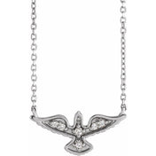 Sterling Silver .05 CTW Natural Diamond Petite Holy Spirit 18" Necklace