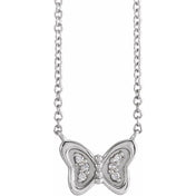 14K .025 CTW Natural Diamond Butterfly 18" Necklace