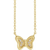 14K .025 CTW Natural Diamond Butterfly 18" Necklace