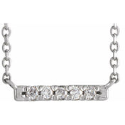 Sterling Silver .07 CTW Natural Diamond French-Set Bar 18" Necklace