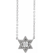 Sterling Silver .03 CT Natural Diamond Star of David 16" Necklace