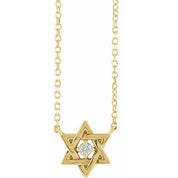 14K Yellow .03 CT Natural Diamond Star of David 16" Necklace