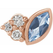 14K Rose Natural Aquamarine & .03 CTW Natural Diamond Right Earring