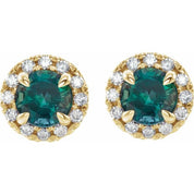 14K Yellow 4 mm Lab-Grown Alexandrite & 1/5 CTW Natural Diamond Halo-Style Earrings