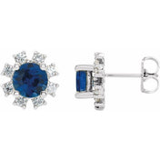 Lab-Grown Gemstone and Natural Diamond Snowflake Halo Stud Earrings Series 2000028