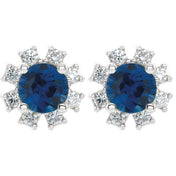 Lab-Grown Gemstone and Natural Diamond Snowflake Halo Stud Earrings Series 2000028