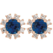 Lab-Grown Gemstone and Natural Diamond Snowflake Halo Stud Earrings Series 2000028