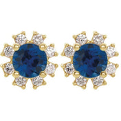 Lab-Grown Gemstone and Natural Diamond Snowflake Halo Stud Earrings Series 2000028