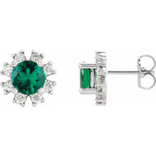 Platinum Lab-Grown Emerald & 1/5 CTW Natural Diamond Earrings