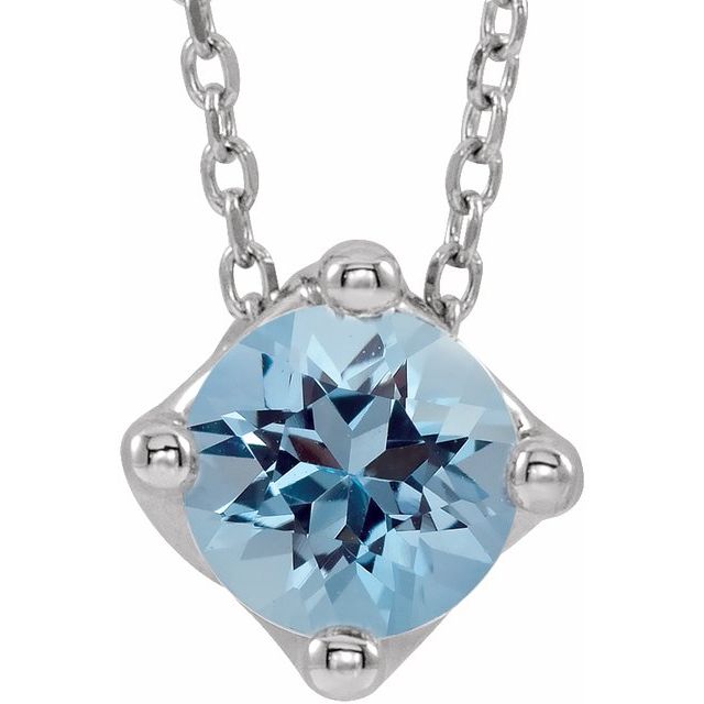 5 mm and 6 mm Round Lab-Grown and Natural Gemstone Adjustable Solitaire Necklace 16-18" Series 86993