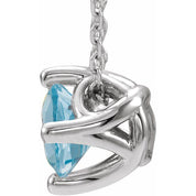 5 mm and 6 mm Round Lab-Grown and Natural Gemstone Adjustable Solitaire Necklace 16-18" Series 86993