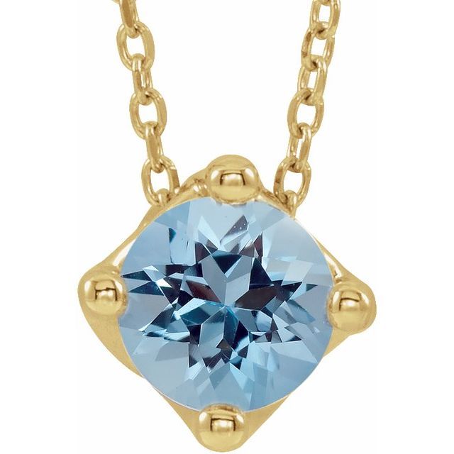 5 mm and 6 mm Round Lab-Grown and Natural Gemstone Adjustable Solitaire Necklace 16-18" Series 86993