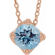 5 mm and 6 mm Round Lab-Grown and Natural Gemstone Adjustable Solitaire Necklace 16-18" Series 86993