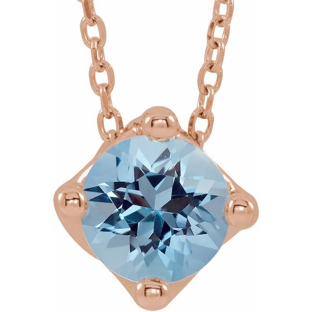 5 mm and 6 mm Round Lab-Grown and Natural Gemstone Adjustable Solitaire Necklace 16-18" Series 86993